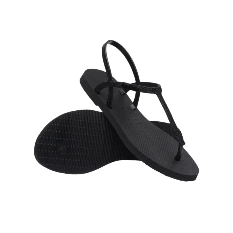 Havaianas You Paraty Glitter Strap Sandals Women's Black-4