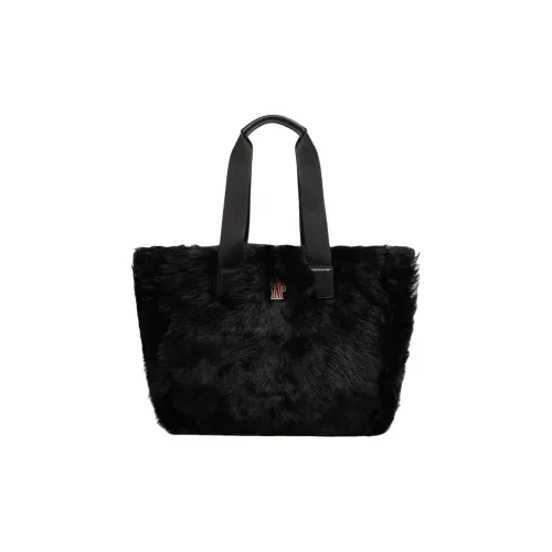 Moncler Shearling Tote Bag Shopping Bag Handbag Large Size Women's Black