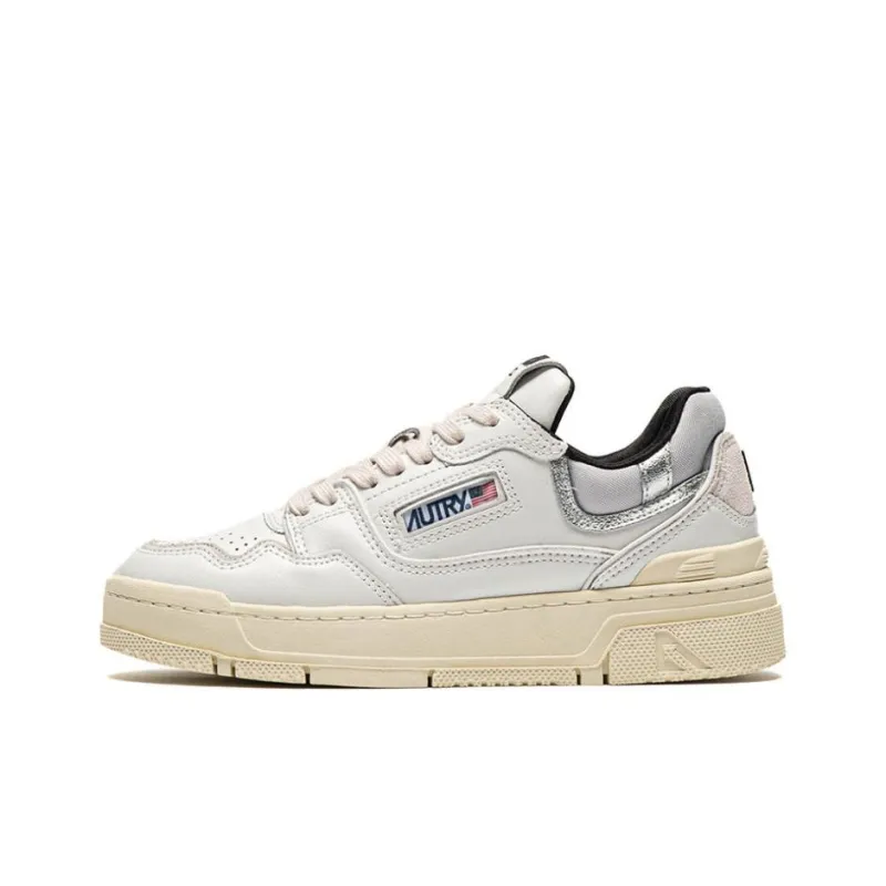 AUTRY Clc Slip Resistant Low Top Skateboard Shoes Women's White Silver-0