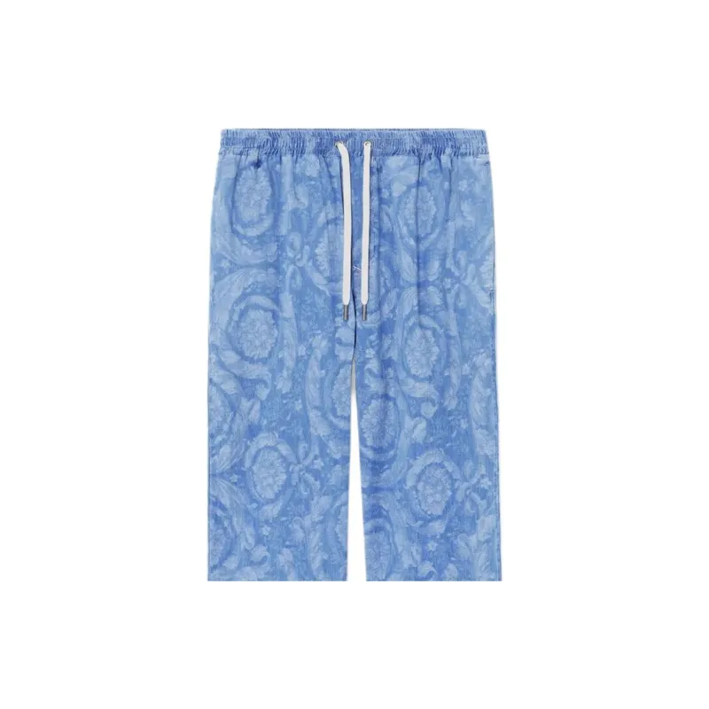 VERSACE Barocco Chambray Drawstring Denim Trousers-4