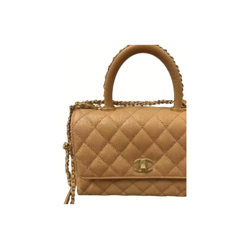 CHANEL Coco Handle Caviar Cow Leather Portable Crossbody Bag, Shoulder Bag Trumpets Women's Umber-2