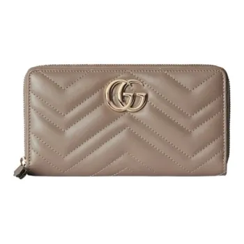 GUCCI GG Marmont Leather Wallet Women's Taupe