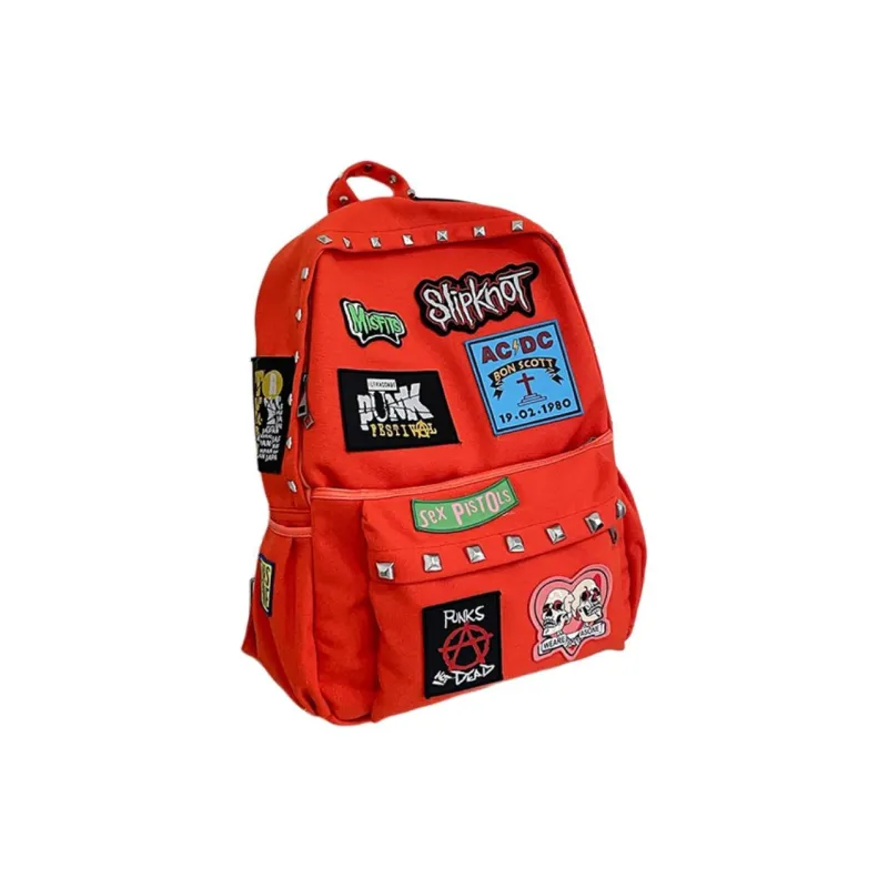 Yalu Canvas Canvas Bag Backpack Large Size Unisex Orange/Black-3