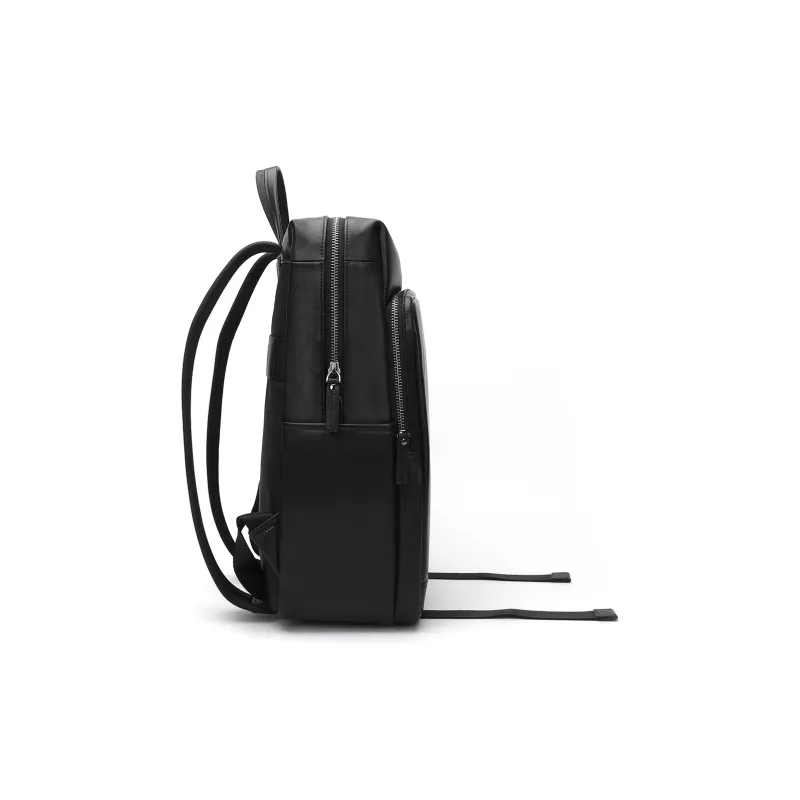 ELLE HOMME Top Grain Cow Leather Backpack Regular Men's Black-2