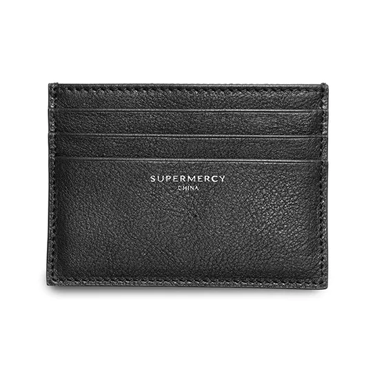 SUPERMERCY One Stroke Series The First Layer Of Calfskin Card Holder Mini Unisex Black/Purple Glaze-6