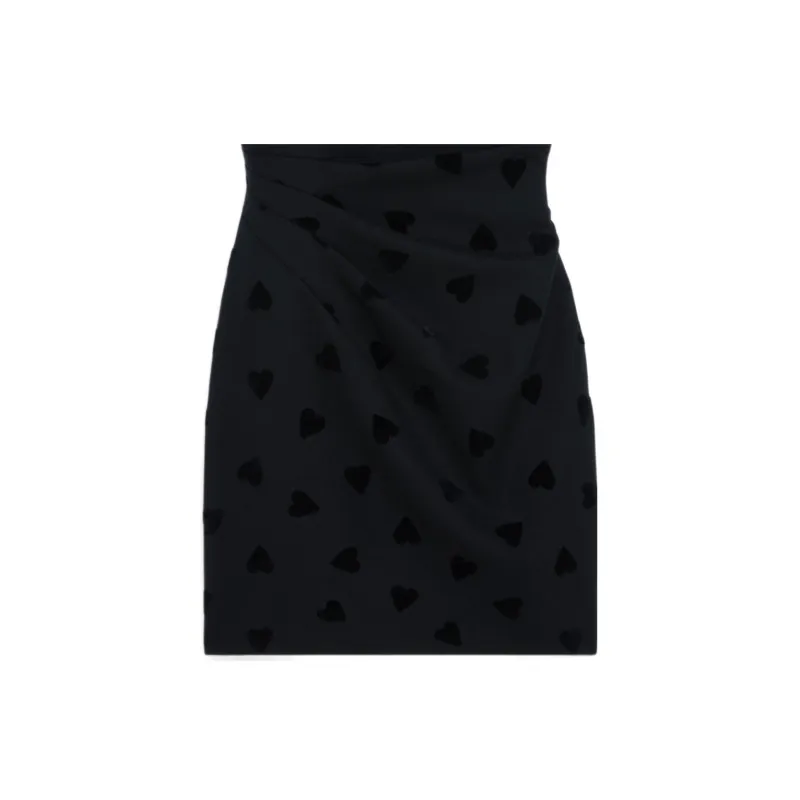 CELINE All Over Heart Patterned Strapless Dress-4
