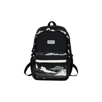 Travel Polyester Backpack Regular Women's Black/White