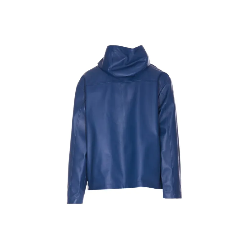 Bottega Veneta Zip Hooded Leather Jacket-1