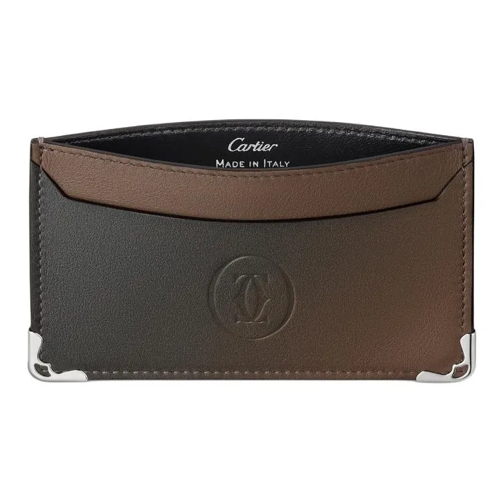 CARTIER Must De Cartier Cow Leather Card Holder Women's Gradient Gray Umber-2