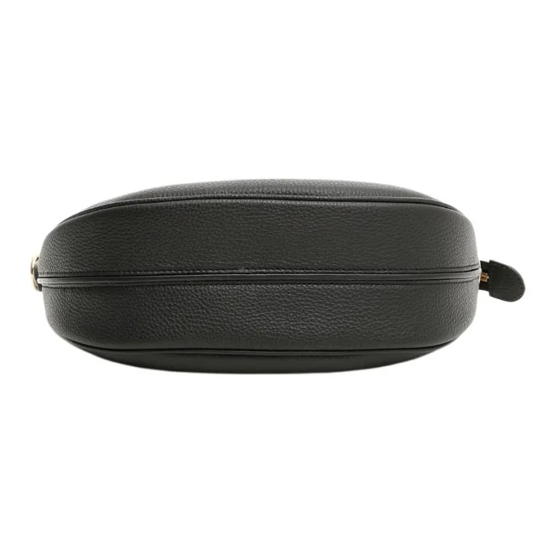 Mulberry Cow Leather Shoulder Bag Trumpets Women's Black-3