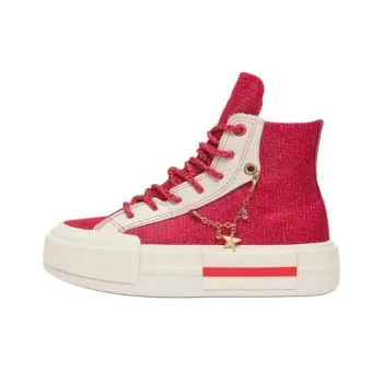 Converse All Star Anti Slip Wear Resistant High Top Skateboard Shoes Unisex Red Beige