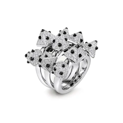 CARTIER White Gold Onyx Diamond Rings Women's Silver