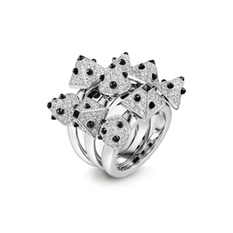 CARTIER White Gold Onyx Diamond Rings Women's Silver-0