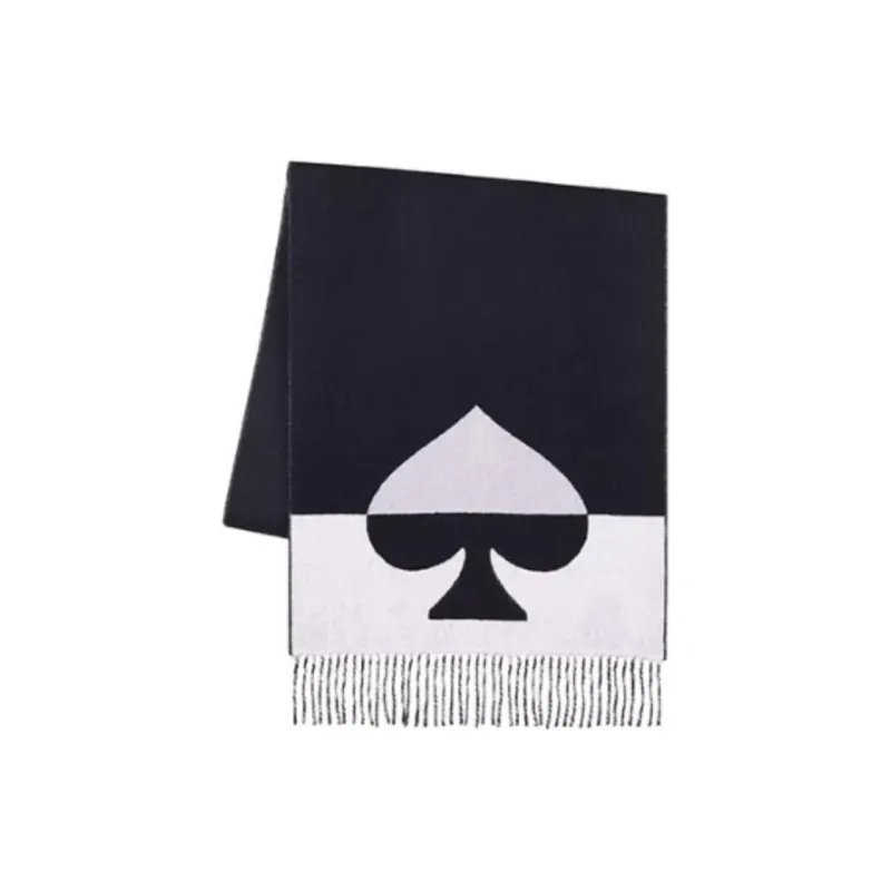 Kate Spade Sheep Wool Knit Scarves Unisex Black/Gray-0