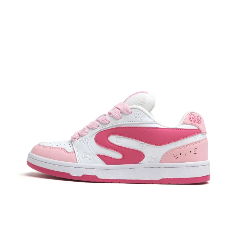 SINPERCO Anti Slip Wear Resistant Low Top Skateboard Shoes Women's Fuchsia-0
