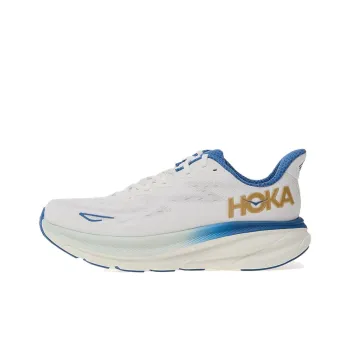 HOKA ONE ONE Clifton 9 Cushioned Abrasion Resistant Slip Resistant Low Top Casual Running Shoes Men's White Blue