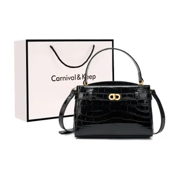 Carnival Keep Cow Leather Handbag, Shoulder Bag, Crossbody Bag Regular Women's Black/Ecru