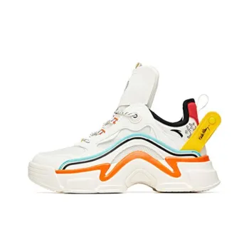 Keith Harry x Anta Cushioning Anti Slip And Wear Resistant Coverage High Top Chunky Sneakers Women's White Green Orange