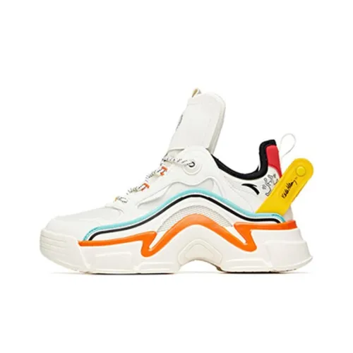 Keith Harry x Anta Cushioning Anti Slip And Wear Resistant Coverage High Top Chunky Sneakers Women's White Green Orange
