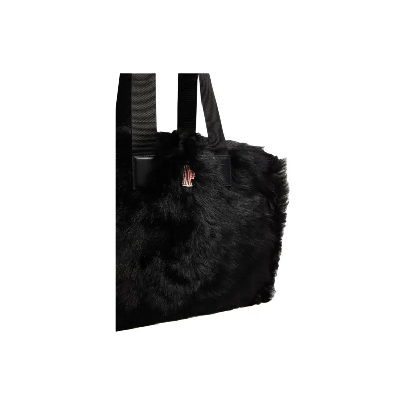 Moncler Shearling Tote Bag, Shopping Bag, Handbag Tubas Women's Black-4