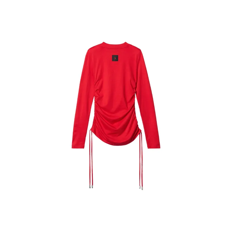 CALVIN KLEIN Spring Festival Red Magenta Regular T Shirt Women's-4
