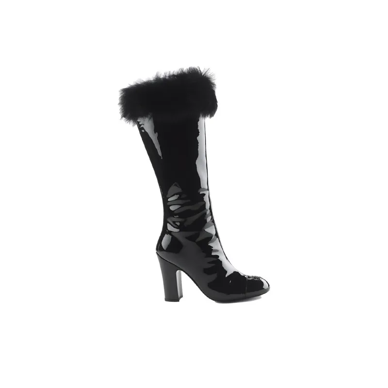 CHANEL Knee high Boots Women's Black-1