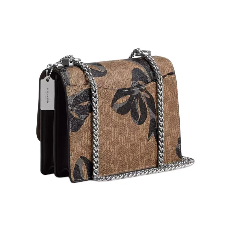 COACH Klare Coated Canvas Crossbody Bag Shoulder Bag Small Size Women's Tan & Black Multicolor-1
