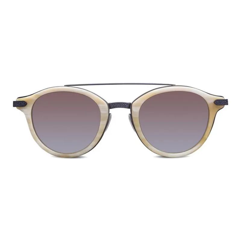 STEFANO RICCI Pure Titanium Buffalo Horn Zinc-Plated Rhodium Aviator Sunglasses Unisex Gold-1