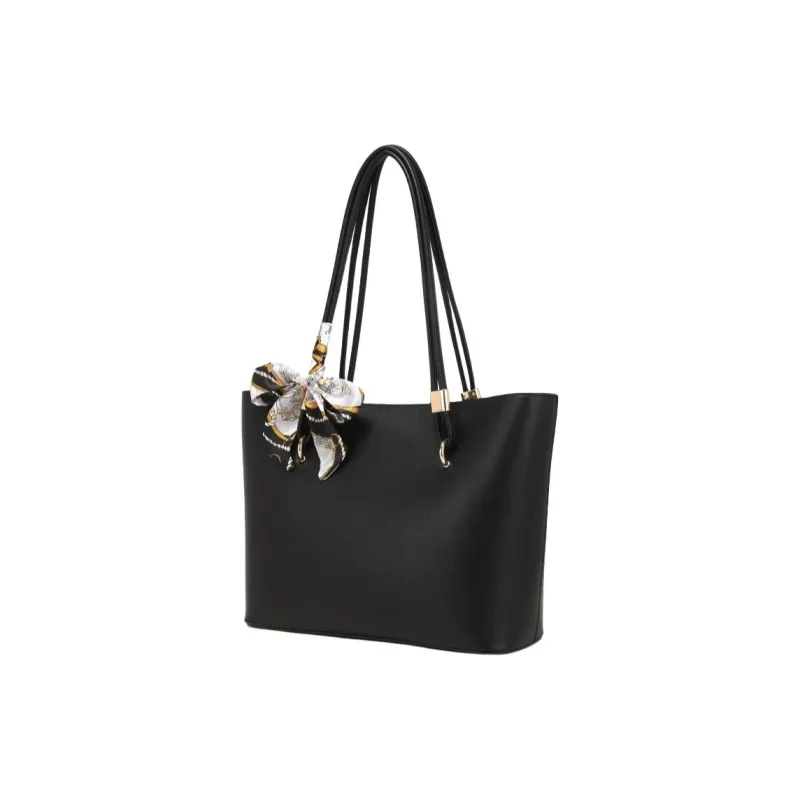 PAYOT Microfiber Synthetic Leather Tote Bag Shoulder Bag Regular Women's Black/Red-1