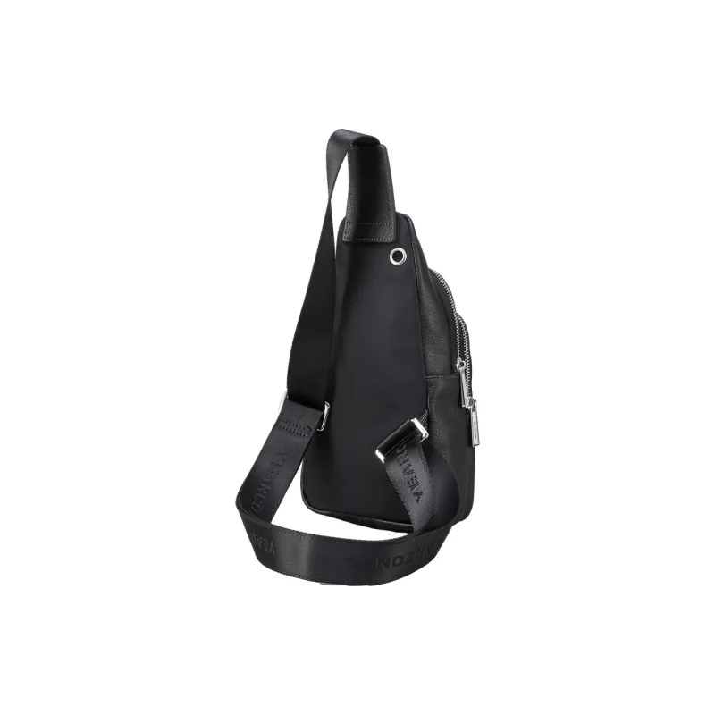 YEARCON Cow Leather Crossbody Bag, Sling Bag Small Size Men's Black-4