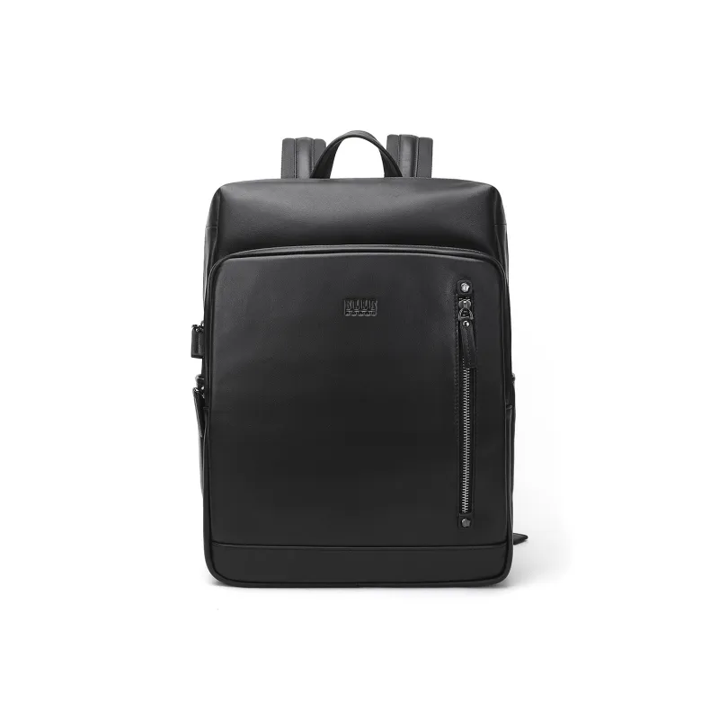 ELLE HOMME Top Grain Cow Leather Backpack Regular Men's Black-0