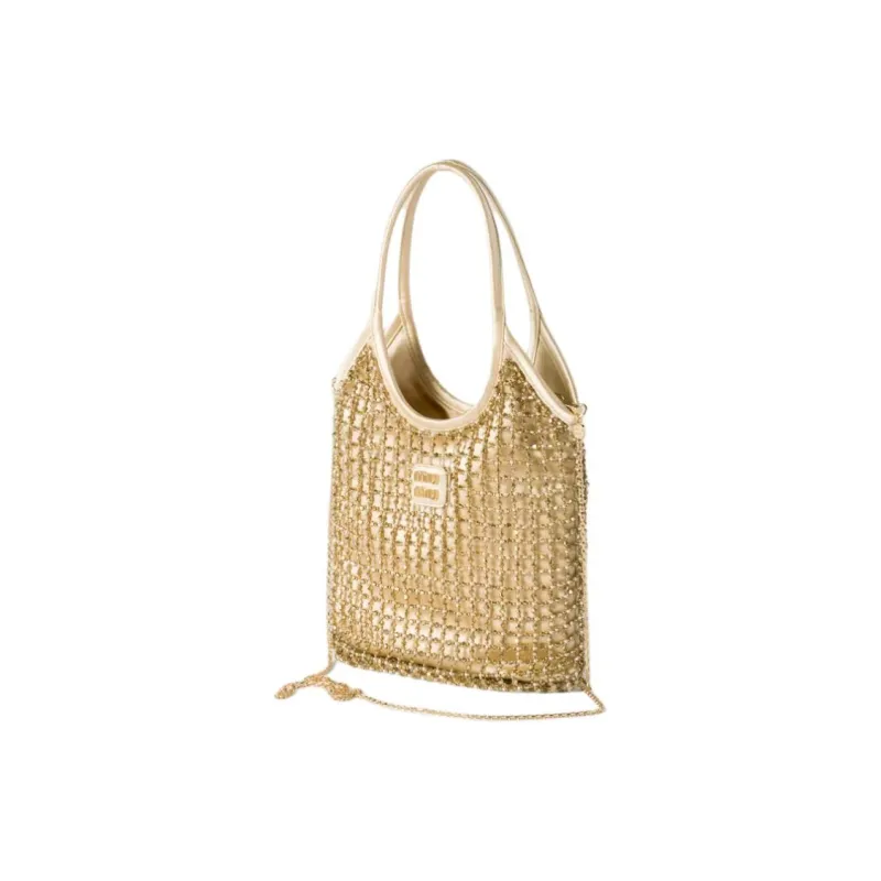 MIU MIU Ivy Silk One Shoulder Handbags Women's Gold-1