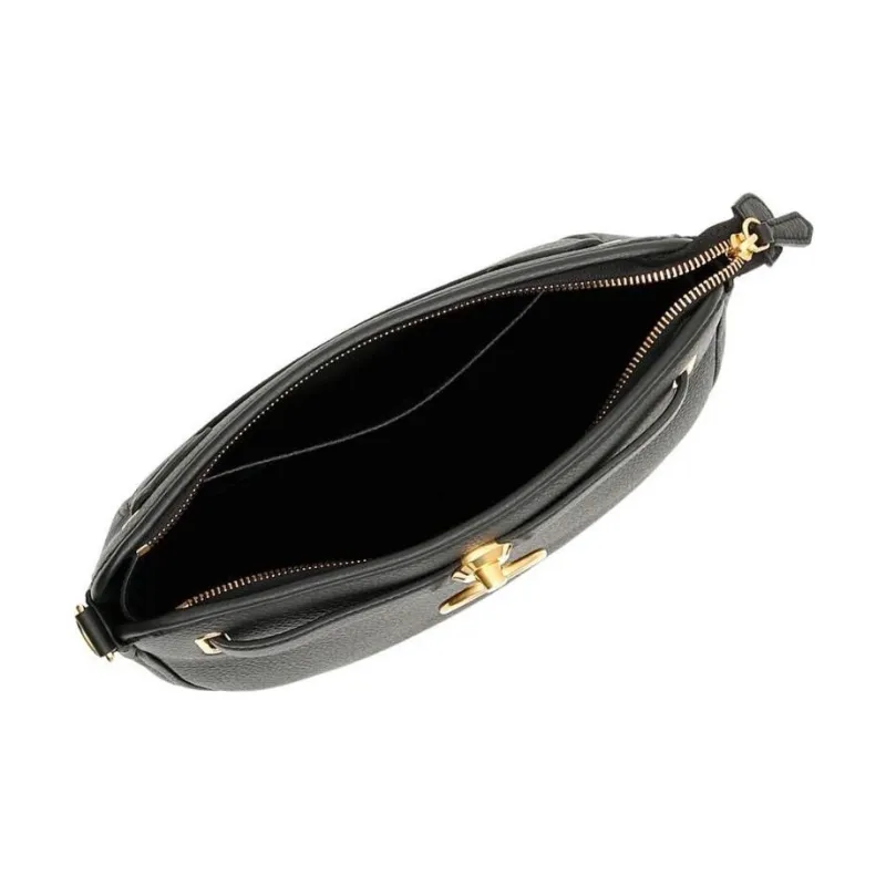 Mulberry Cow Leather Shoulder Bag Trumpets Women's Black-4
