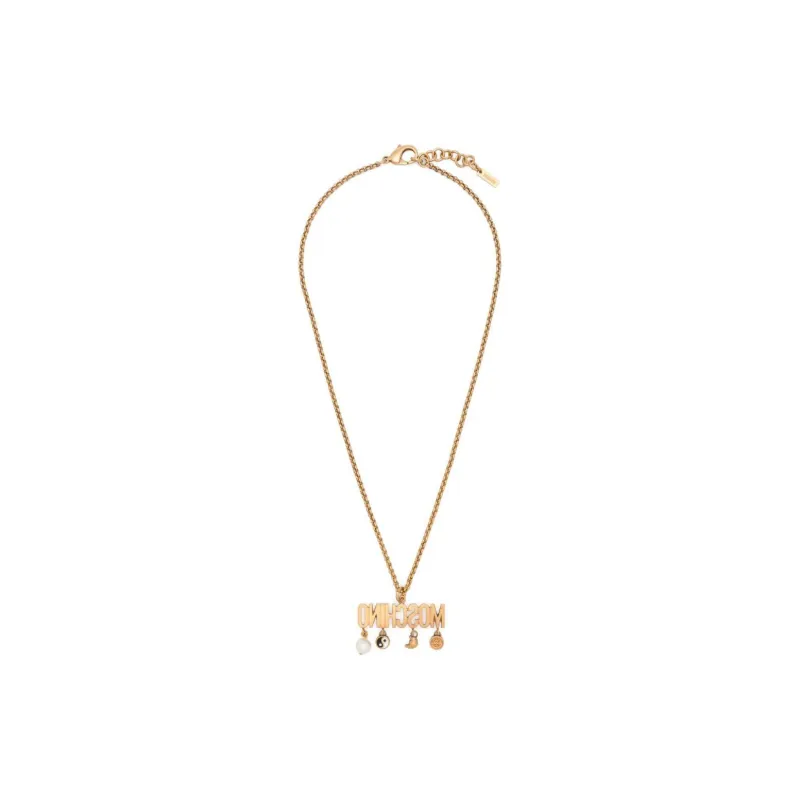MOSCHINO Logo Lettering Charm Detailed Necklace-2