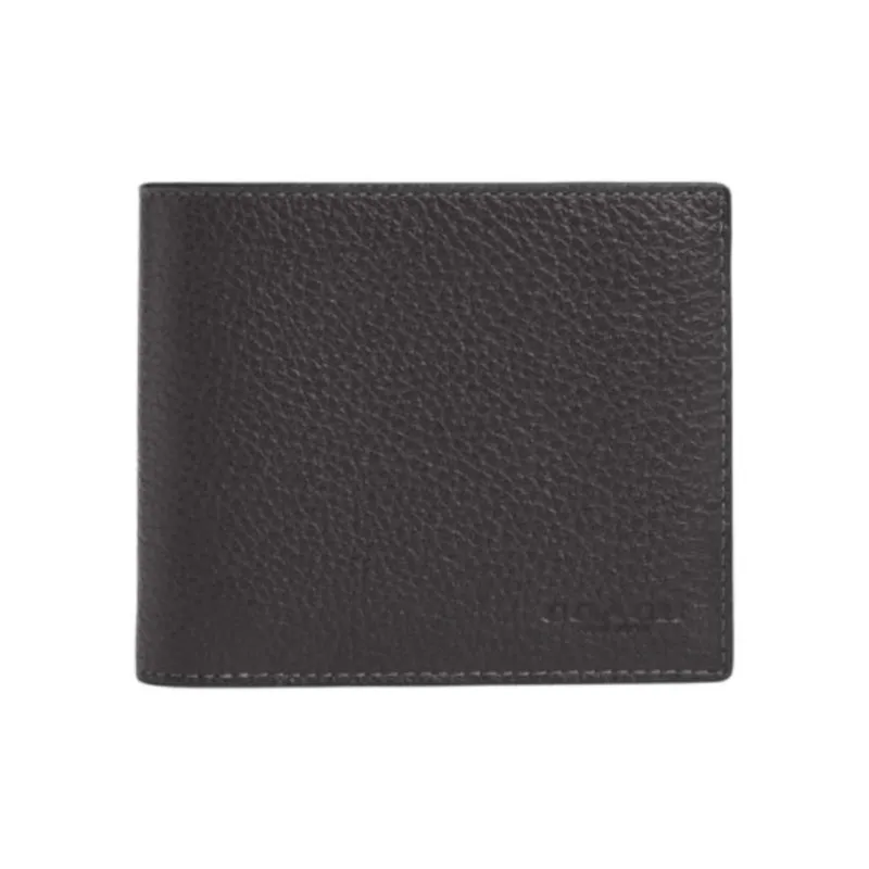 COACH 3 IN 1 Wallet Stone Pattern Leather Wallet Mini Men's Black-0