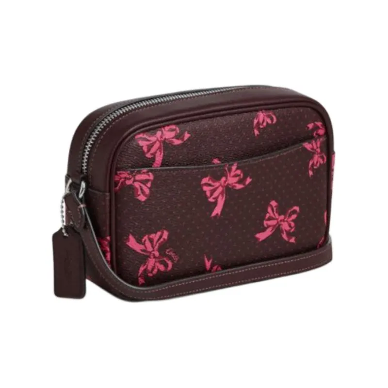 COACH Coated Canvas Crossbody Bag Mini Unisex Plum Red Multicolor-1