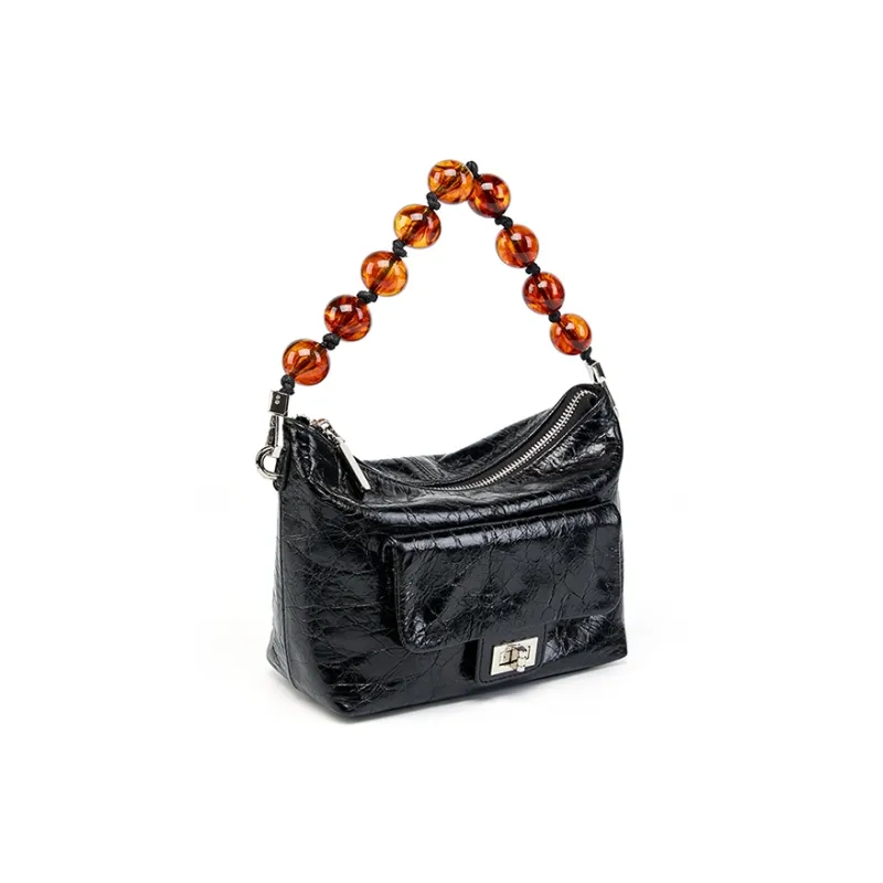 Carnival Keep Cow Leather Handbag Crossbody Bag Shoulder Bag Regular Women's Black/Burgundy-1