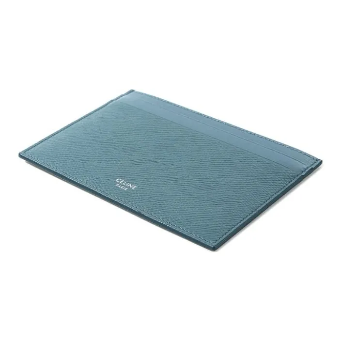 CELINE Cow Leather Card Holder Men's Blue-3