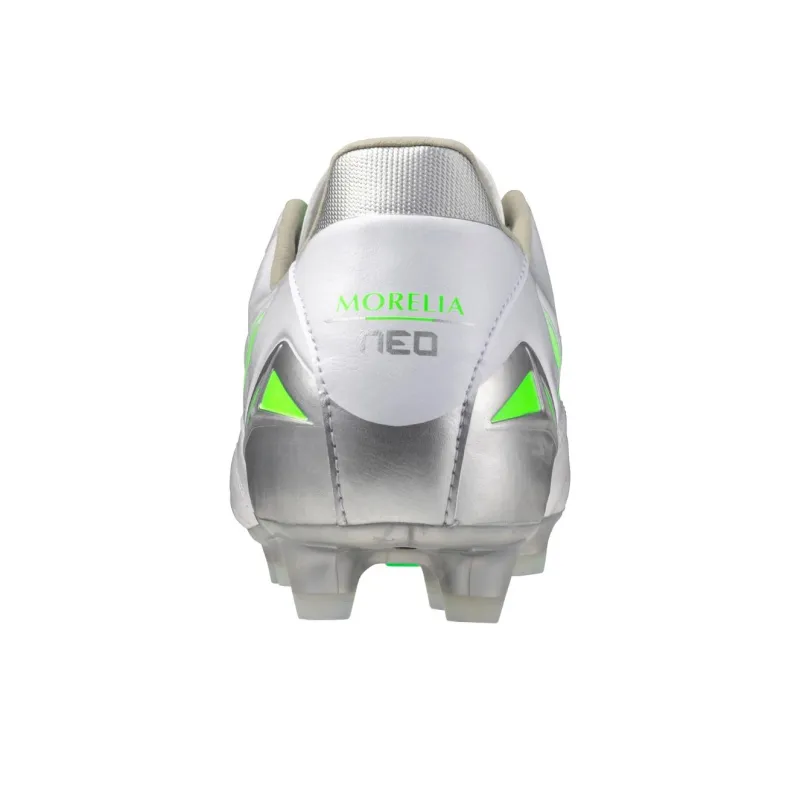 Mizuno Morelia Neo 4 Anti-Slip Wear-Resistant Soccer Shoes Men's White Green-3