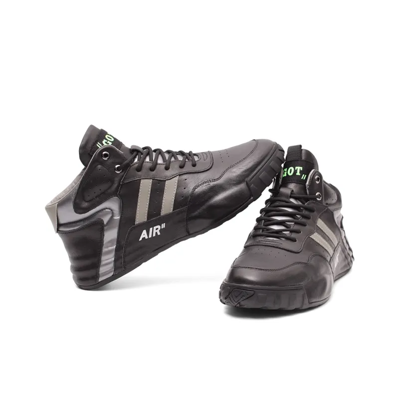 Daying Slip Resistant And Breathable High Top Casual Shoes Men's Black-2