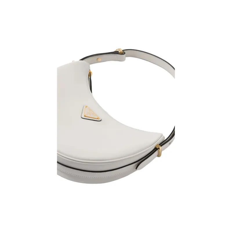PRADA Leather Shoulder Bag Women's White-3
