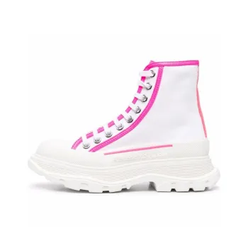Alexander McQueen Tread Slick Lace Up Boots White Fluo Pink Women's