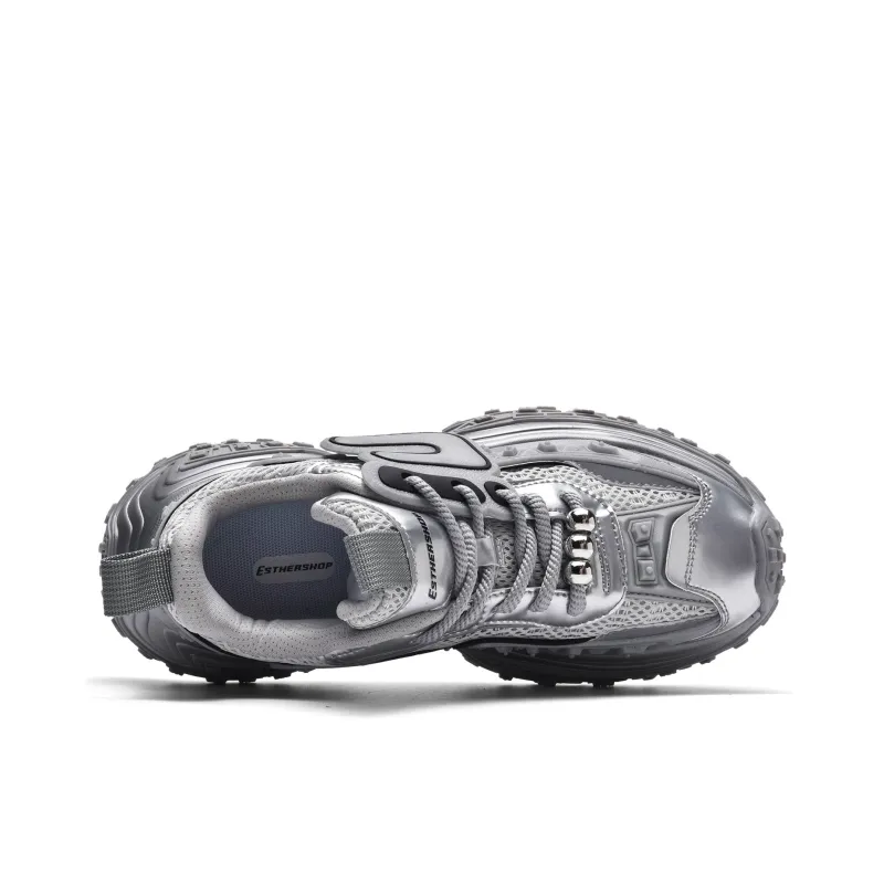 EstherShop Anti-Slip And Wear-Resistant Height Increasing Low-Top Chunky Sneakers Unisex Black-20