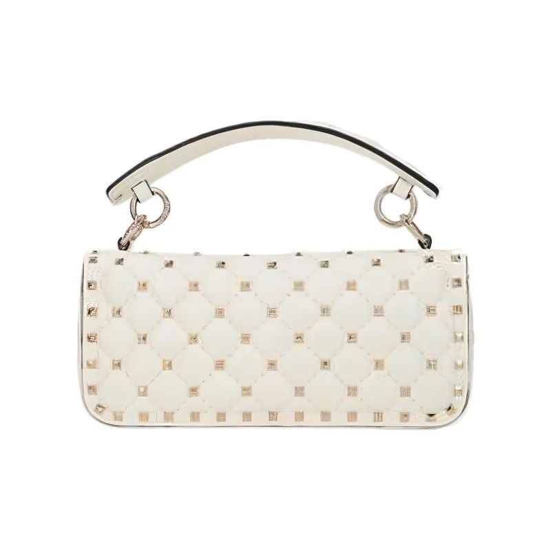 Valentino Quilting Leather Portable Crossbody Bag Shoulder Bag Women's White-3