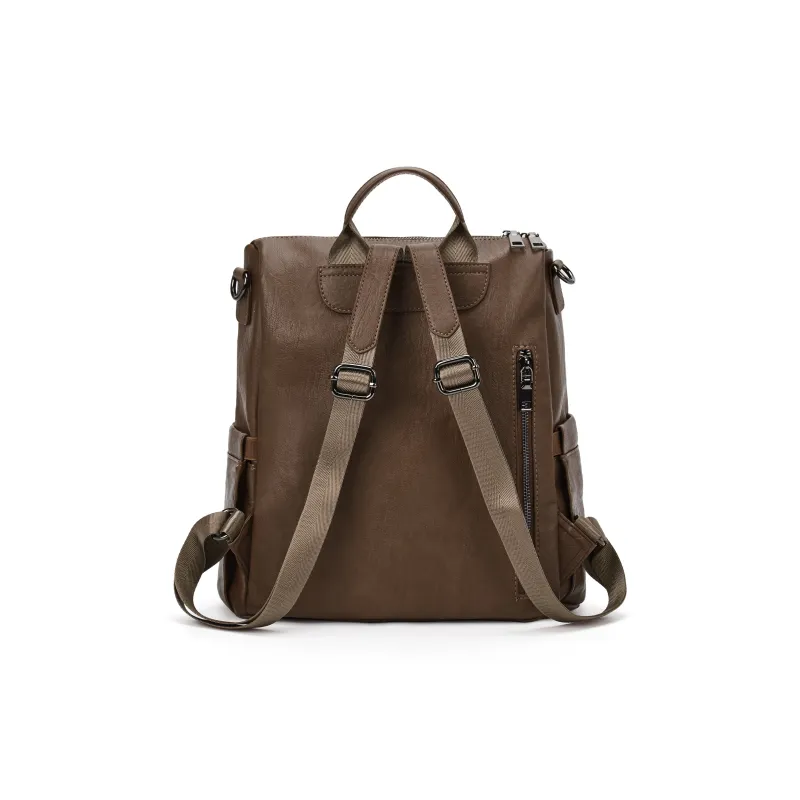 JEANSWEST Fabric Backpack Regular Women's Black/Brown-10