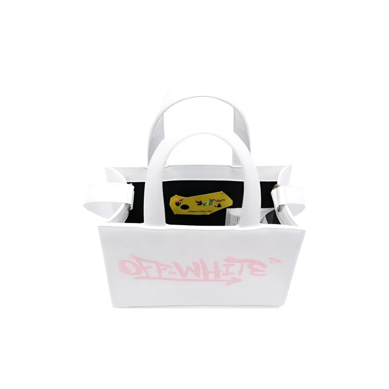OFF-WHITE Leather Portable Crossbody Bag Shoulder Bag Kids' White-4