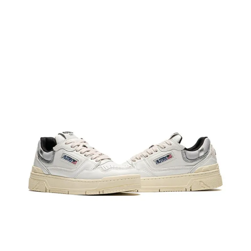 AUTRY Clc Slip Resistant Low Top Skateboard Shoes Women's White Silver-2
