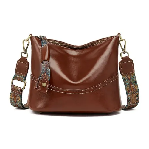 KAISER Top Grain Vegetable Tanned Cow Leather Shoulder Bag Women's Brown/Coffee/Black