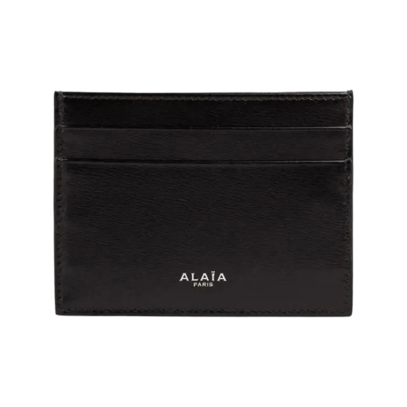 Alaia Calfskin Card Holder Women's Black-3
