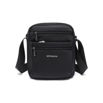 SEPTWOLVES Fabric Wide Shoulder Strap Men's Portable Crossbody Bag Men's Black